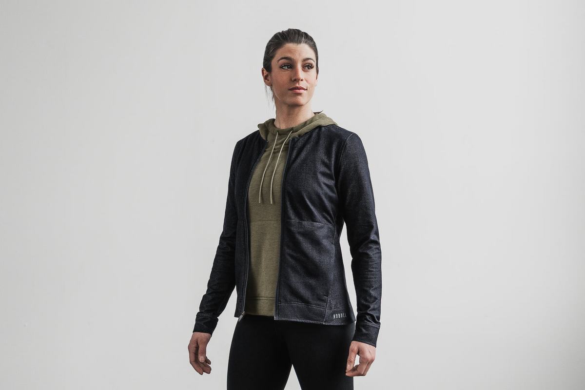 Nobull Twill Zip-up Women\'s Jackets Black | Australia (RT0428)